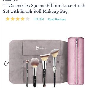 IT Cosmetics pink roll makeup brush bag